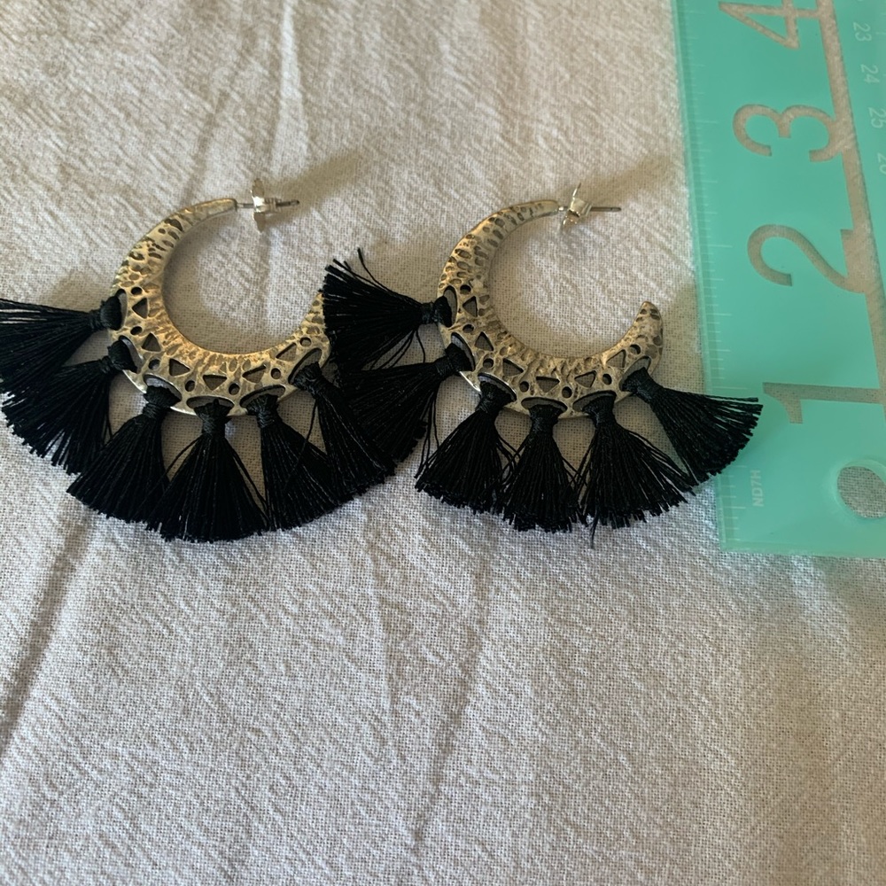 Lucky brand black tassel earrings